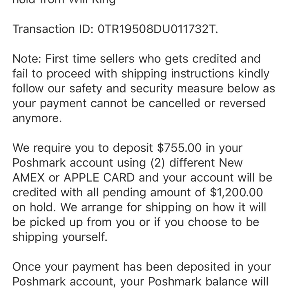 Please be aware it's a scam